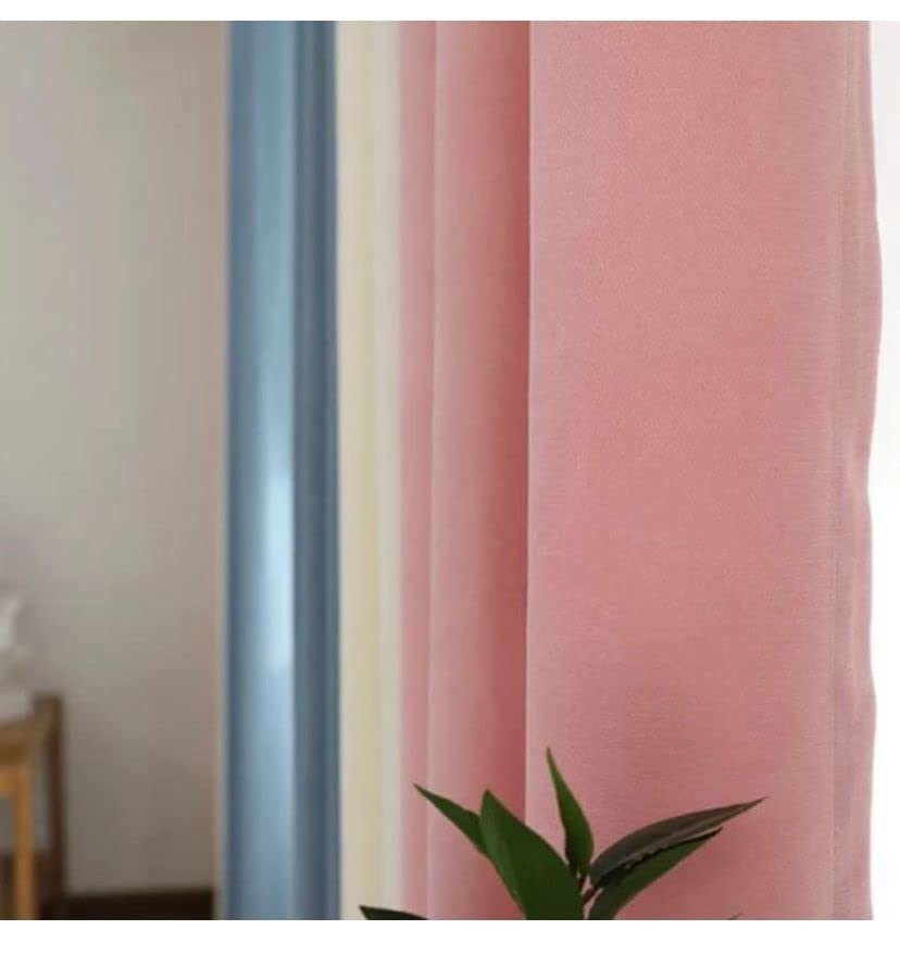 INtex CURTAINS HOUSE Linen Velvet Modern Design Curtain- Soft Fabric - three colors with Tie-backs - 2 Piece 4 meters width