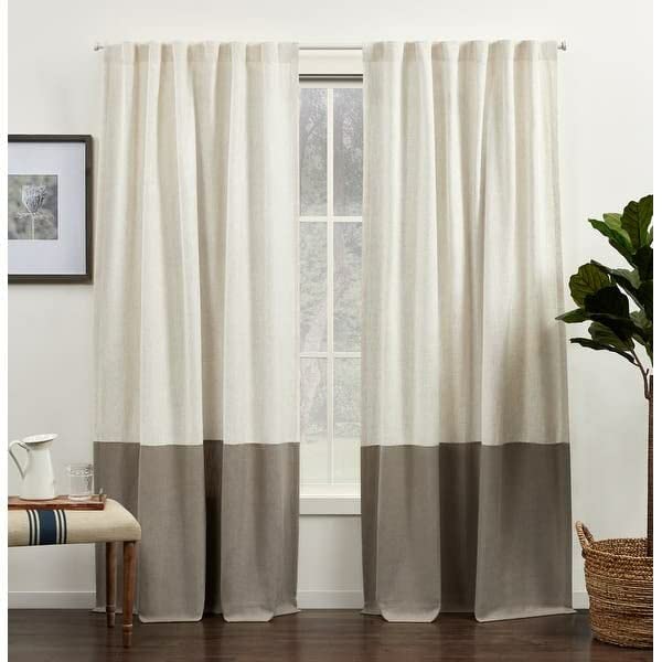 INtex CURTAINS HOUSE Luxury Linen Curtains With Velvet - Bottom Velvet Tone – 2-Tone Style – 1 Panel