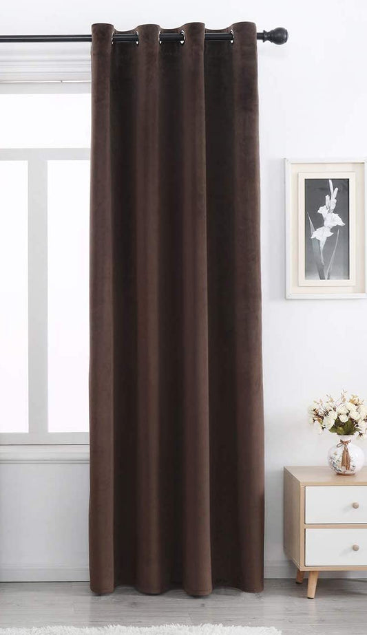 Elegant Velvet curtains - Soft Velour fabric - Steel Grommets - for living rooms - 1 piece-Brown