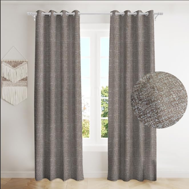 INtex CURTAINS HOUSE Natural Linen Curtains & Drapes with Steel Grommets, providing Semi-Sheer privacy and Light Filtering for Bedroom-Living Room. 2 Pieces