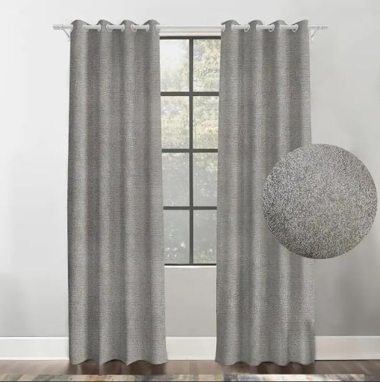 INtex CURTAINS HOUSE Faux Linen Textured Curtains Durable Fabric-Light Filtering Drapes for Living Rooms Reception and Bedroom - Steel Grommets - 2 Pieces