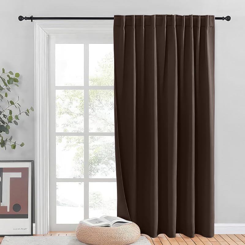 INtex CURTAINS HOUSE Blackout Blinds for Sliding Doors – Thermal Insulated Wide Curtains, Room Darkening, Blind Glass Doors, Two Hanging Options, Modern Design -Black