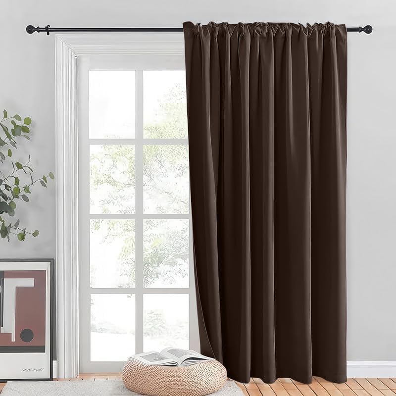 INtex CURTAINS HOUSE Blackout Blinds for Sliding Doors – Thermal Insulated Wide Curtains, Room Darkening, Blind Glass Doors, Two Hanging Options, Modern Design -Black