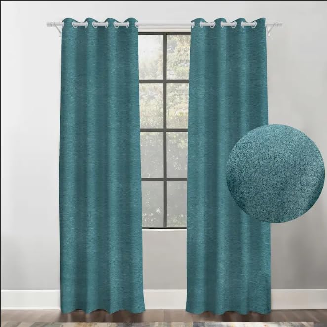 INtex CURTAINS HOUSE Faux Linen Textured Curtains Durable Fabric-Light Filtering Drapes for Living Rooms Reception and Bedroom - Steel Grommets - 2 Pieces