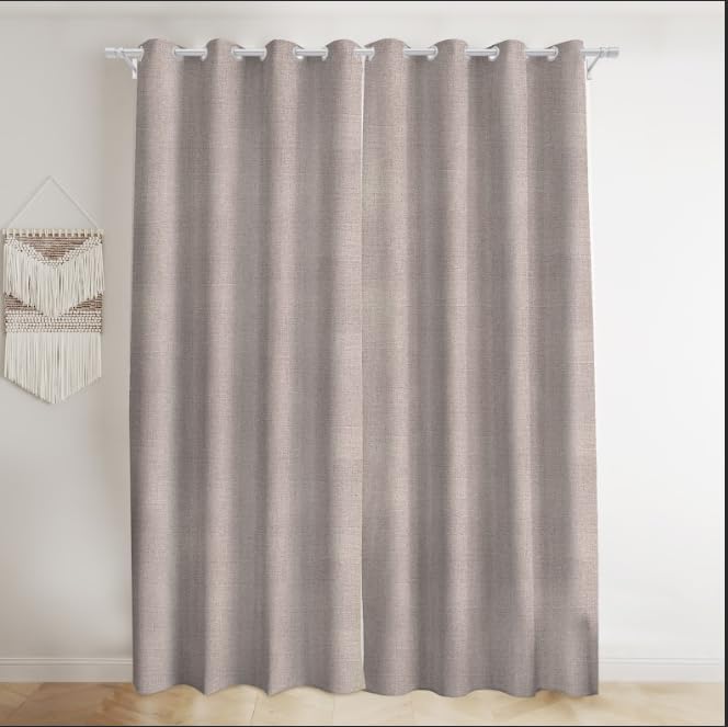 INtex CURTAINS HOUSE Natural Linen Curtains & Drapes with Steel Grommets, providing Semi-Sheer privacy and Light Filtering for Bedroom-Living Room. 2 Pieces