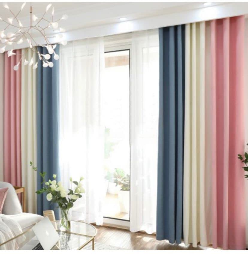 INtex CURTAINS HOUSE Linen Velvet Modern Design Curtain- Soft Fabric - three colors with Tie-backs - 2 Piece 4 meters width