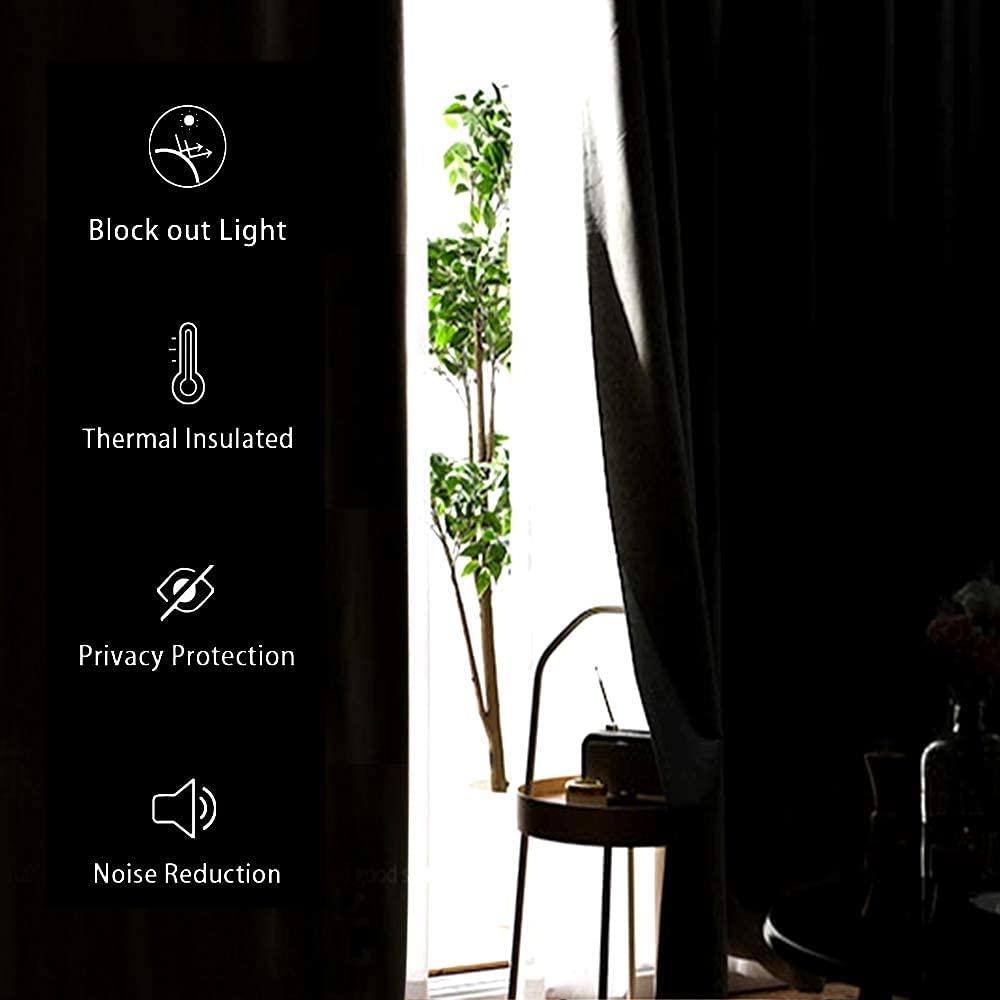 INtex CURTAINS HOUSE Blackout Curtains with Tiebacks - Thermal Insulated, Light Blocking and Noise Reducing Grommet Curtain Drapes for Bedroom and Living Room, Set of 2 Panels,