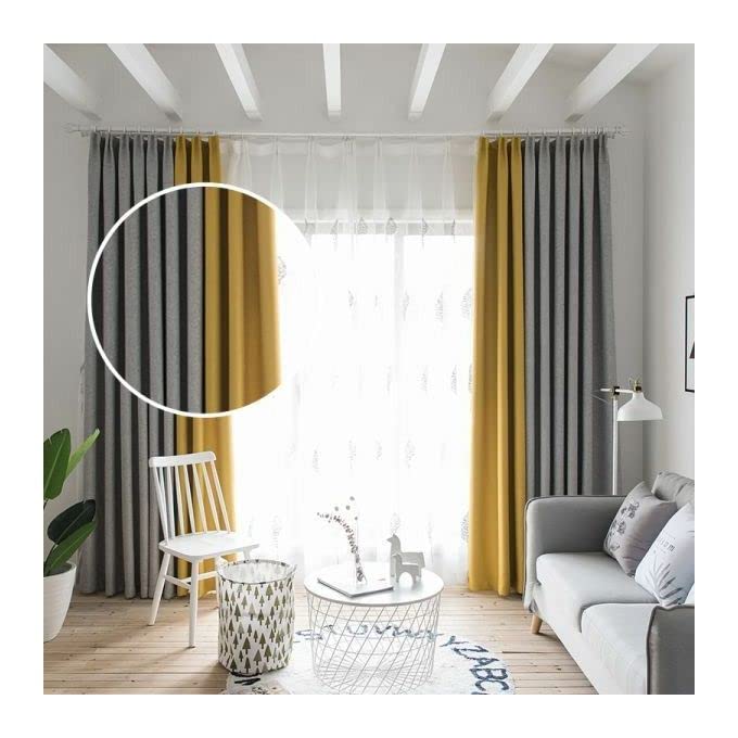 INtex CURTAINS HOUSE Linen Velvet Modern Design Curtain – Two colors With Tie-backs - 2 Piece - Basic Tape Design