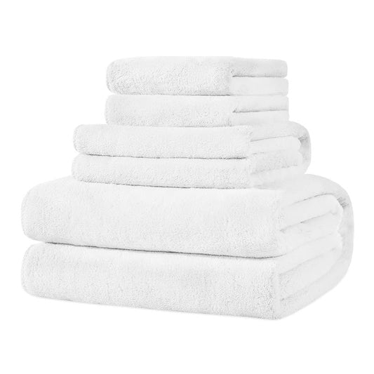 INtex HOME 4-Piece Towel Set, 100% Cotton ? Includes 1 Bath Towel 140 cm x 70 cm, 1 Hand Towel 100 cm x 50 cm, 2 Washcloths 30 cm x 30 cm, Quick Dry, Super Soft, Highly Absorbent, No Fade, White