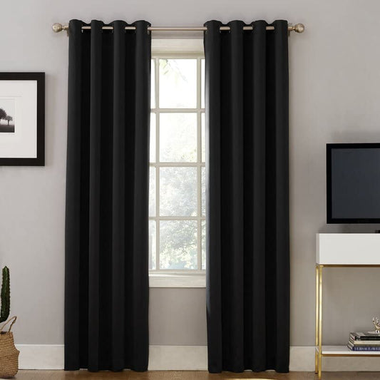 INtex CURTAINS HOUSE Black Blackout Curtains - steel Grommets - thermal Insulated fabric – for room darkness – 1 panel