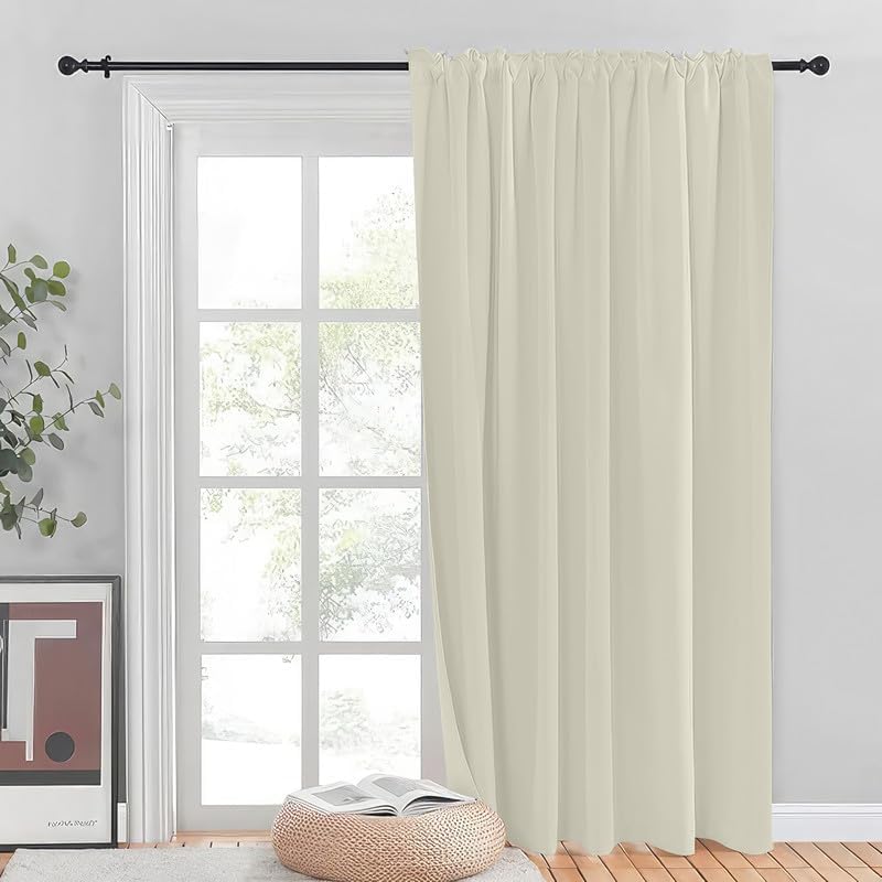 INtex CURTAINS HOUSE Blackout Blinds for Sliding Doors – Thermal Insulated Wide Curtains, Room Darkening, Blind Glass Doors, Two Hanging Options, Modern Design -Black