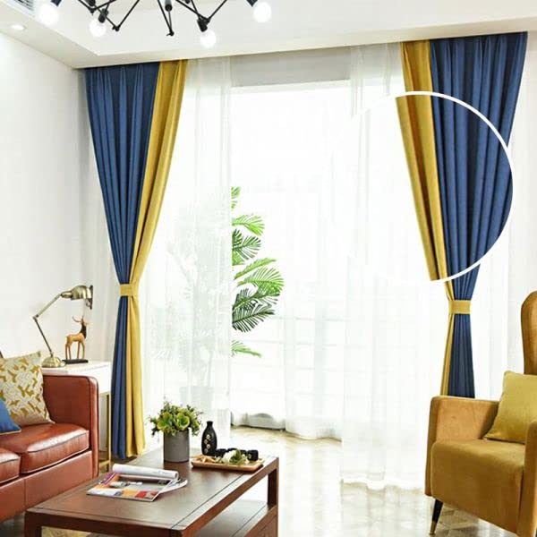 INtex CURTAINS HOUSE Linen Velvet Modern Design Curtain – Two colors With Tie-backs - 2 Piece - Basic Tape Design