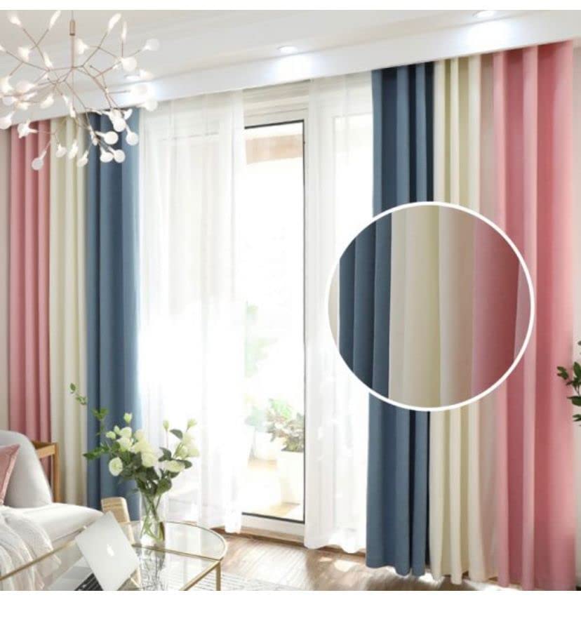 INtex CURTAINS HOUSE Linen Velvet Modern Design Curtain- Soft Fabric - three colors with Tie-backs - 2 Piece 4 meters width