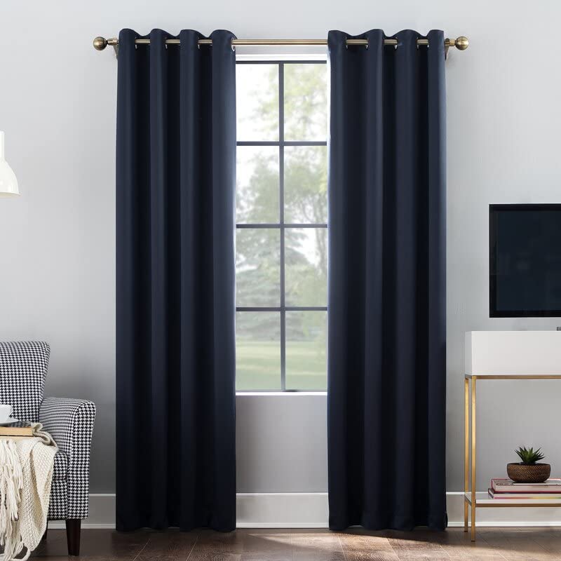 INtex CURTAINS HOUSE Navy Blackout Curtains - steel Grommets - thermal Insulated fabric – for room darkness – 1 panel