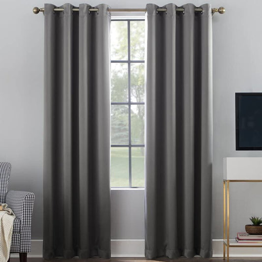 INtex CURTAINS HOUSE Gray Blackout Curtains - steel Grommets - thermal Insulated fabric – for room darkness – 1 panel