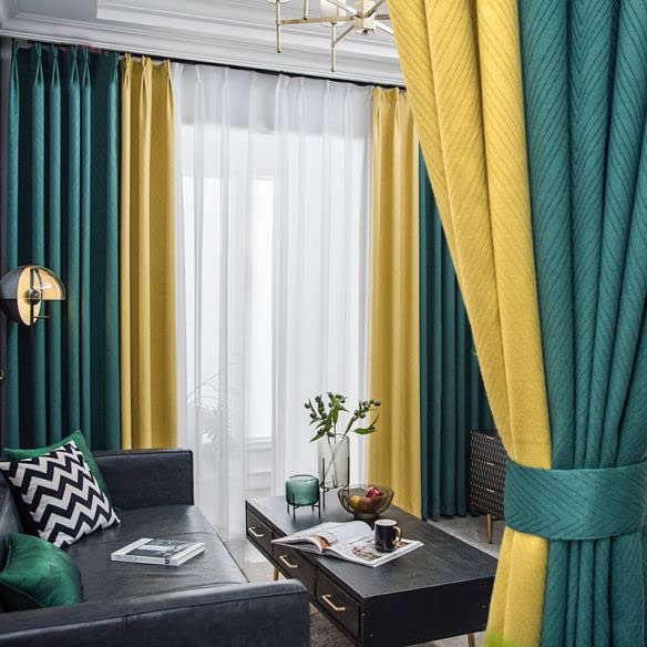 INtex CURTAINS HOUSE Linen Velvet Modern Design Curtain – Two colors With Tie-backs - 2 Piece - Basic Tape Design