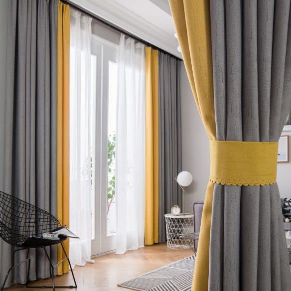 INtex CURTAINS HOUSE Linen Velvet Modern Design Curtain – Two colors With Tie-backs - 2 Piece - Basic Tape Design