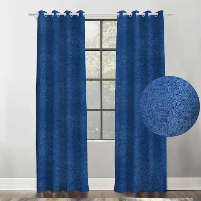 INtex CURTAINS HOUSE Faux Linen Textured Curtains Durable Fabric-Light Filtering Drapes for Living Rooms Reception and Bedroom - Steel Grommets - 2 Pieces