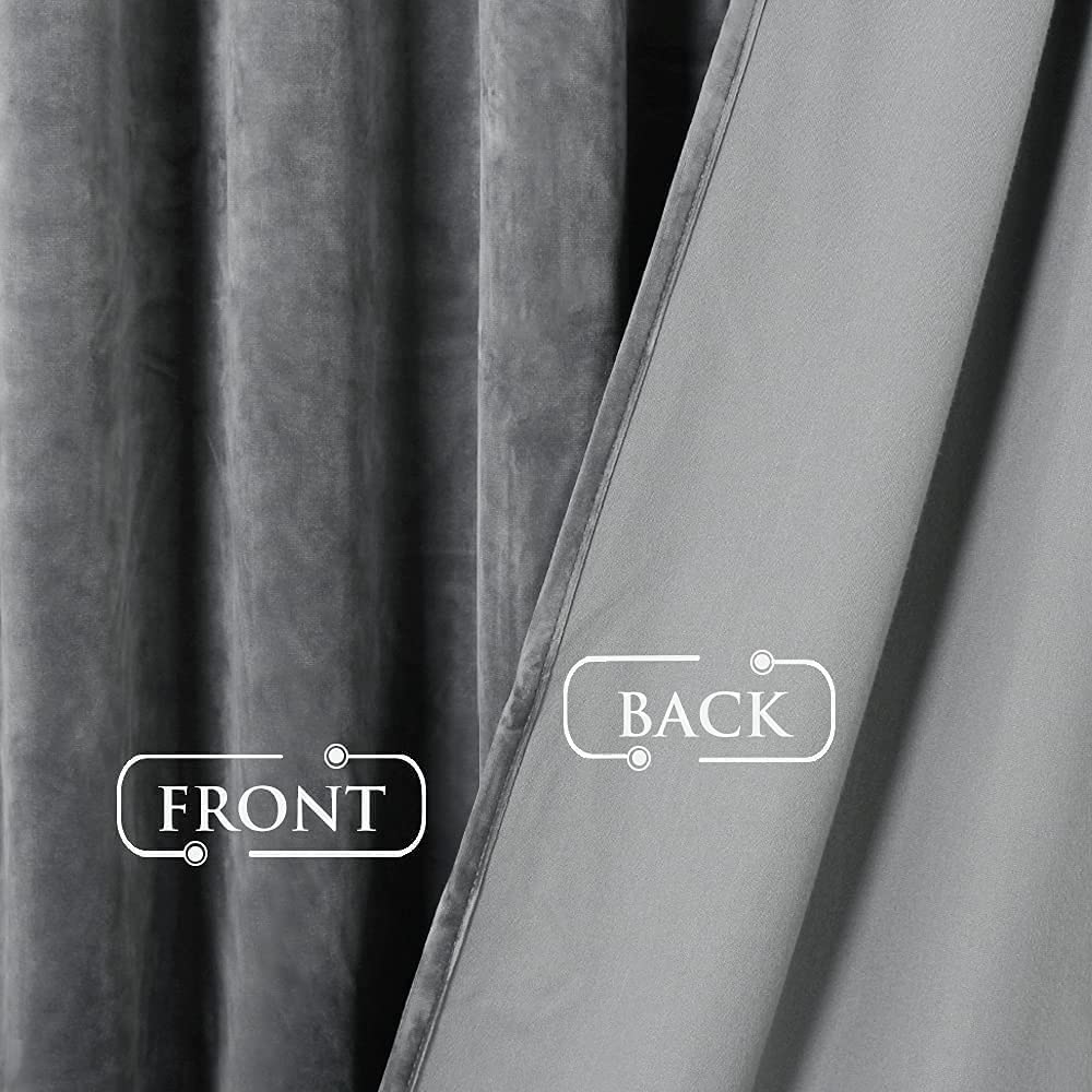 INtex CURTAINS HOUSE Elegant Velvet curtains - Soft Velour fabric - Steel Grommets - for living rooms - 1 piece- Light Grey