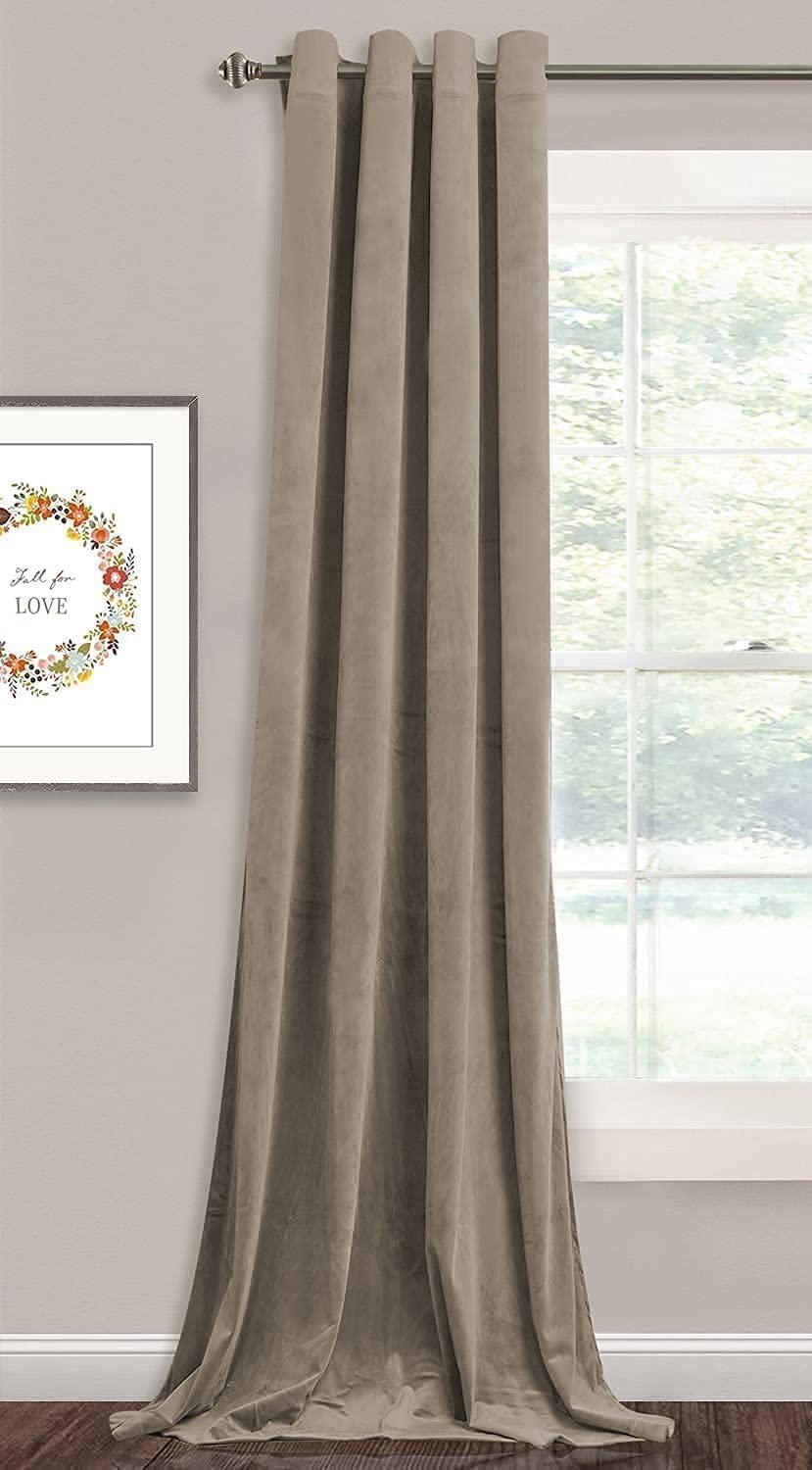 INtex CURTAINS HOUSE Elegant Velvet curtains - Soft Velour fabric - Steel Grommets - for living rooms - 1 piece-Café