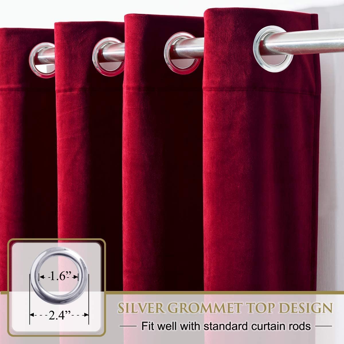 INtex CURTAINS HOUSE Elegant Velvet curtains - Soft Velour fabric - Steel Grommets - for living rooms - 1 piece-Dark Red