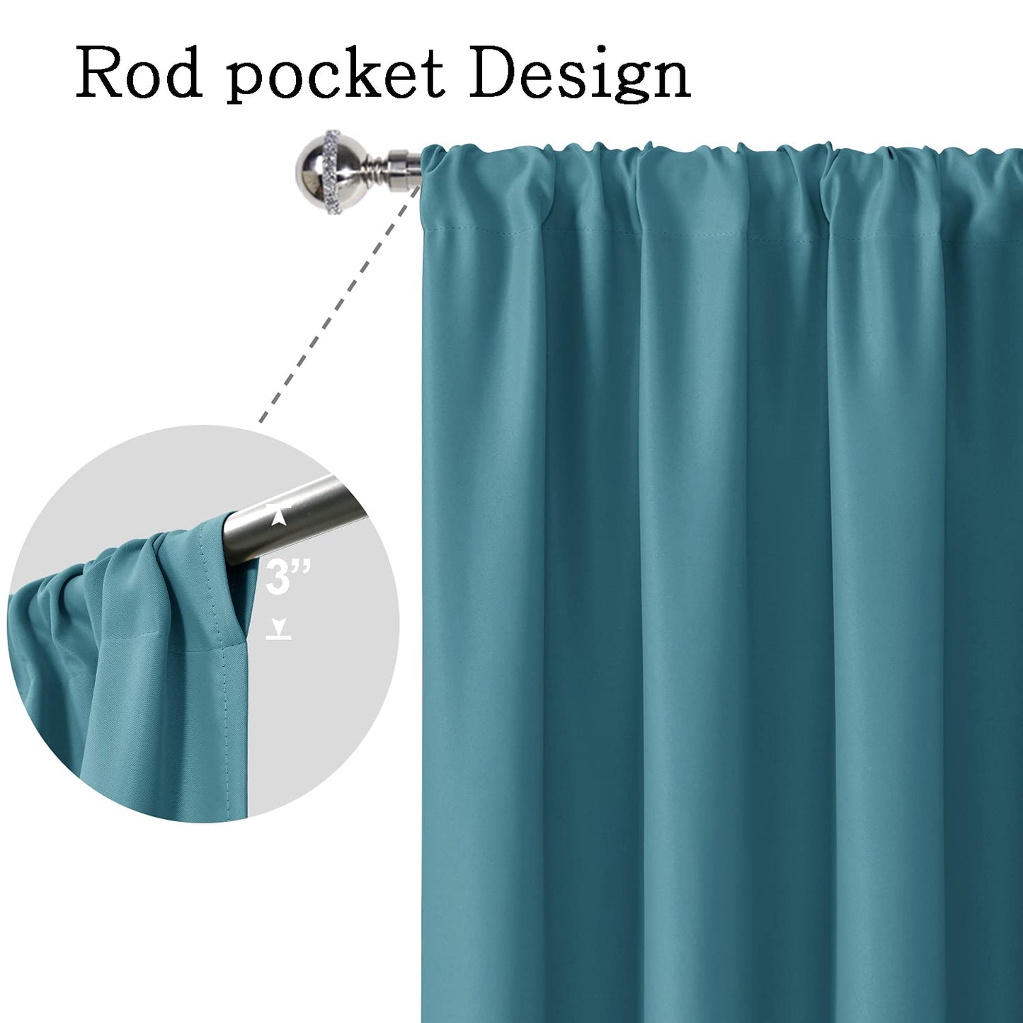 INtex CURTAINS HOUSE Blackout Curtains for Bedroom - Thermal Insulated Room Darkening Noise Reducing- cover pocket design - 1 panel with tie-pack