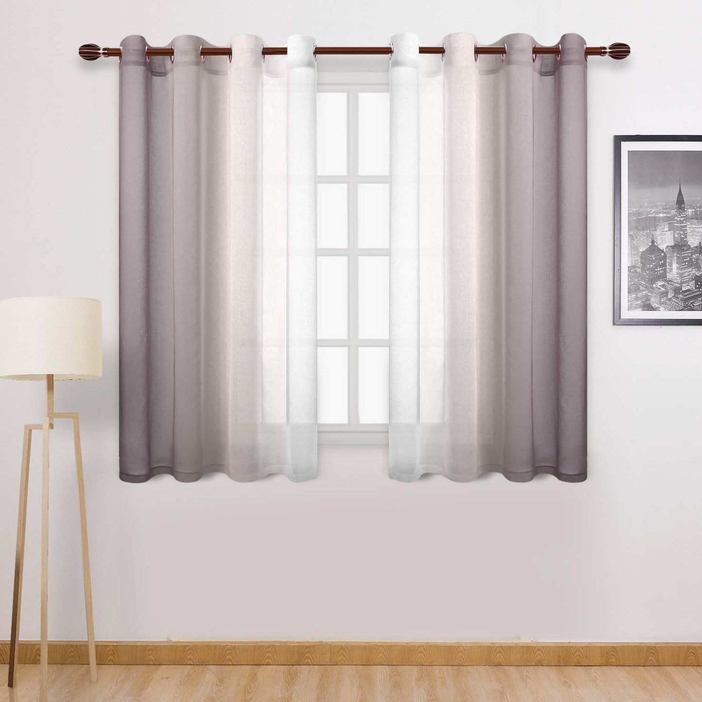 INtex CURTAINS HOUSE Modern Design Voile chiffon Curtains - Gradient colours- steel Grommets - 2 pieces - for living rooms and bedrooms