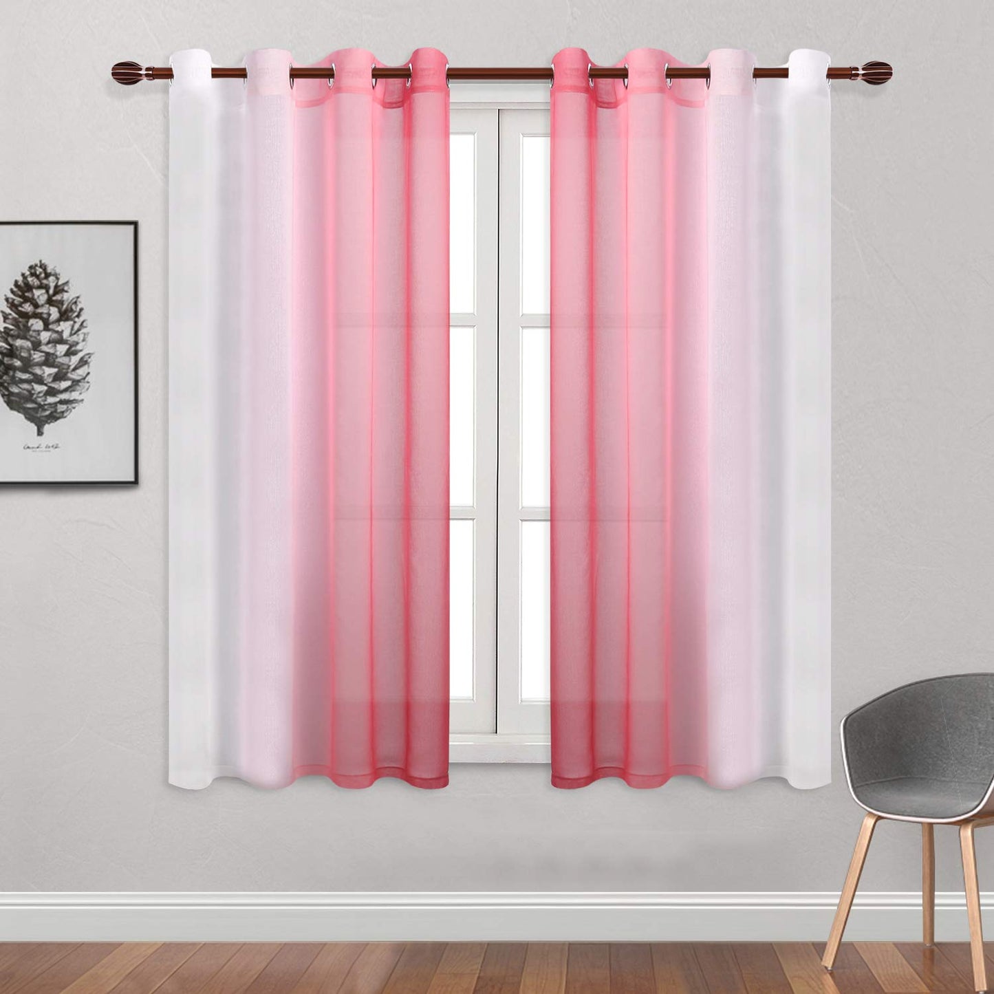 INtex CURTAINS HOUSE Modern Design Voile chiffon Curtains - Gradient colours- steel Grommets - 2 pieces - for living rooms and bedrooms