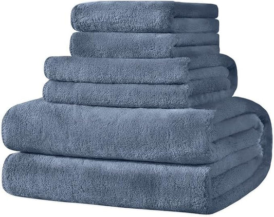 INtex HOME 4-Piece Towel Set, 100% Cotton – Includes 1 Bath Towel 140 cm x 70 cm, 1 Hand Towel 100 cm x 50 cm, 2 Washcloths 30 cm x 30 cm, Quick Dry, Super Soft, Highly Absorbent, No Fade, Grey