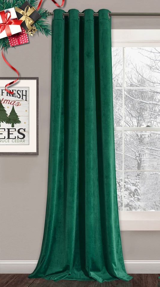 INtex CURTAINS HOUSE Elegant Velvet curtains - Soft Velour fabric - Steel Grommets - for living rooms - 1 piece-Emerald Green