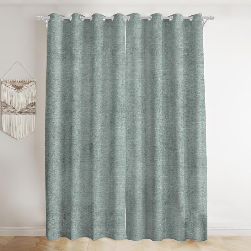 INtex CURTAINS HOUSE Natural Linen Curtains & Drapes with Steel Grommets, providing Semi-Sheer privacy and Light Filtering for Bedroom-Living Room. 2 Pieces