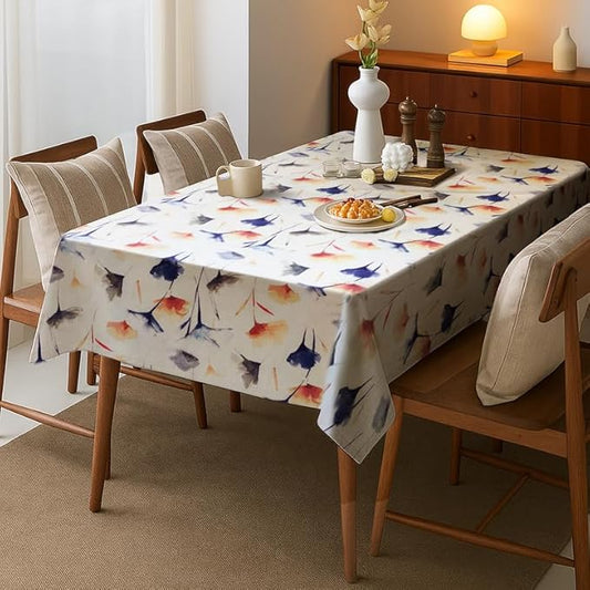 INTEX HOME Tablecloth, Sou Floral Pattern, Rectangle Design, Premium Linen Velvet Fabric, Ultra-Soft and Wrinkle-Resistant, 1 Piece, Elegant Table Cover for Dining, Kitchen, or Living Room