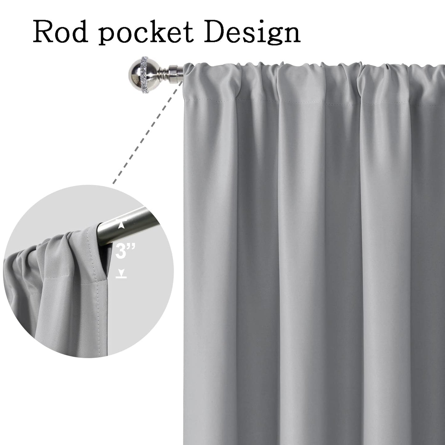 INtex CURTAINS HOUSE Blackout Curtains for Bedroom - Thermal Insulated Room Darkening Noise Reducing- cover pocket design - 1 panel with tie-pack