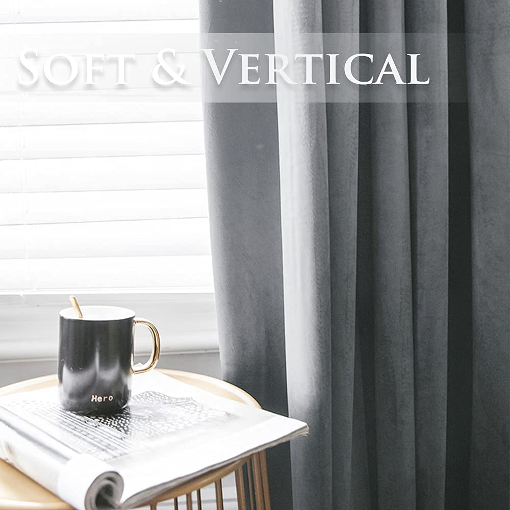 INtex CURTAINS HOUSE Elegant Velvet curtains - Soft Velour fabric - Steel Grommets - for living rooms - 1 piece- Light Grey