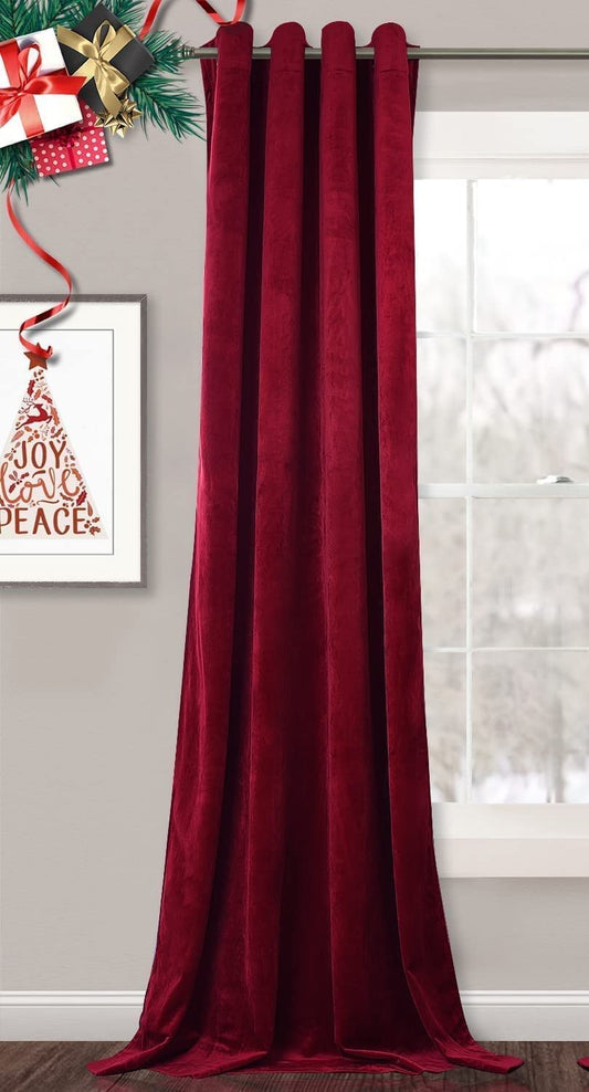 INtex CURTAINS HOUSE Elegant Velvet curtains - Soft Velour fabric - Steel Grommets - for living rooms - 1 piece-Dark Red