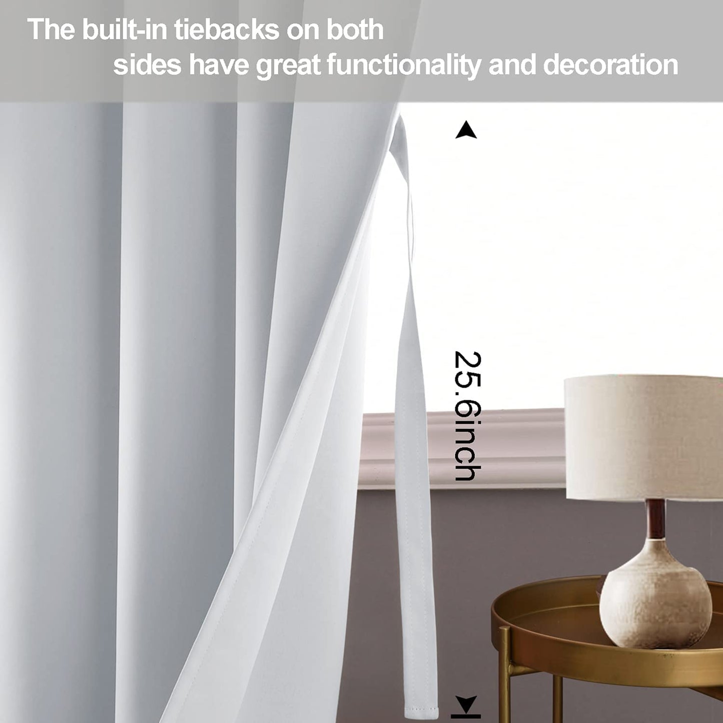 INtex CURTAINS HOUSE Blackout Curtains with Tiebacks - Thermal Insulated, Light Blocking and Noise Reducing Grommet Curtain Drapes for Bedroom and Living Room, Set of 2 Panels,