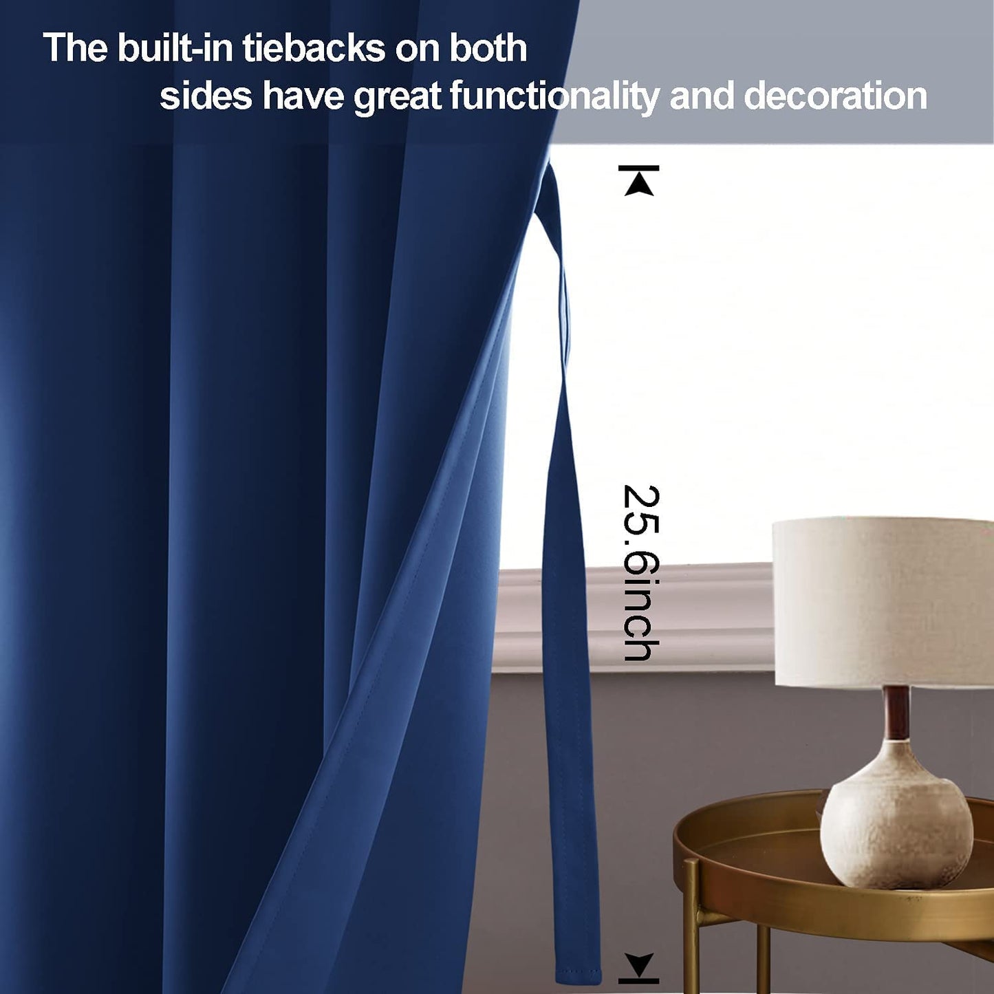 INtex CURTAINS HOUSE Blackout Curtains with Tiebacks - Thermal Insulated, Light Blocking and Noise Reducing Grommet Curtain Drapes for Bedroom and Living Room, Set of 2 Panels,