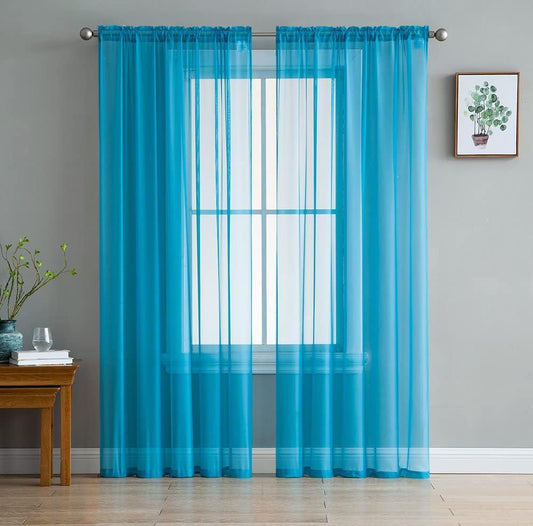 INtex CURTAINS HOUSE Elegant Voile Chiffon Curtains - Rod Pocket Design - Luxury Soft Fabric 1 Panel,Turquoise