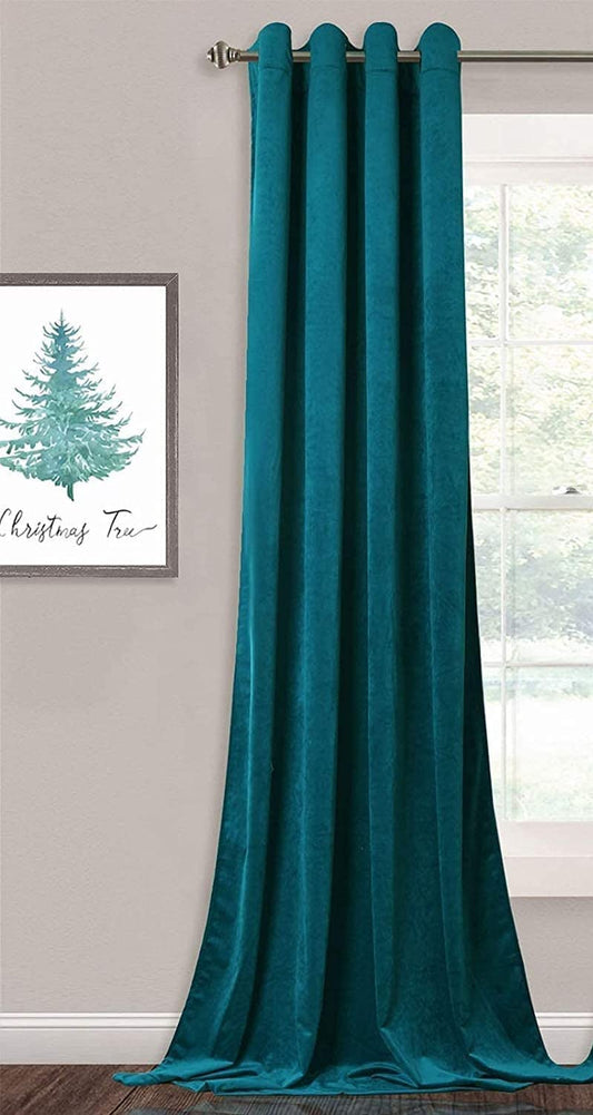 INtex CURTAINS HOUSE Elegant Velvet curtains - Soft Velour fabric - Steel Grommets - for living rooms - 1 piece-Teal