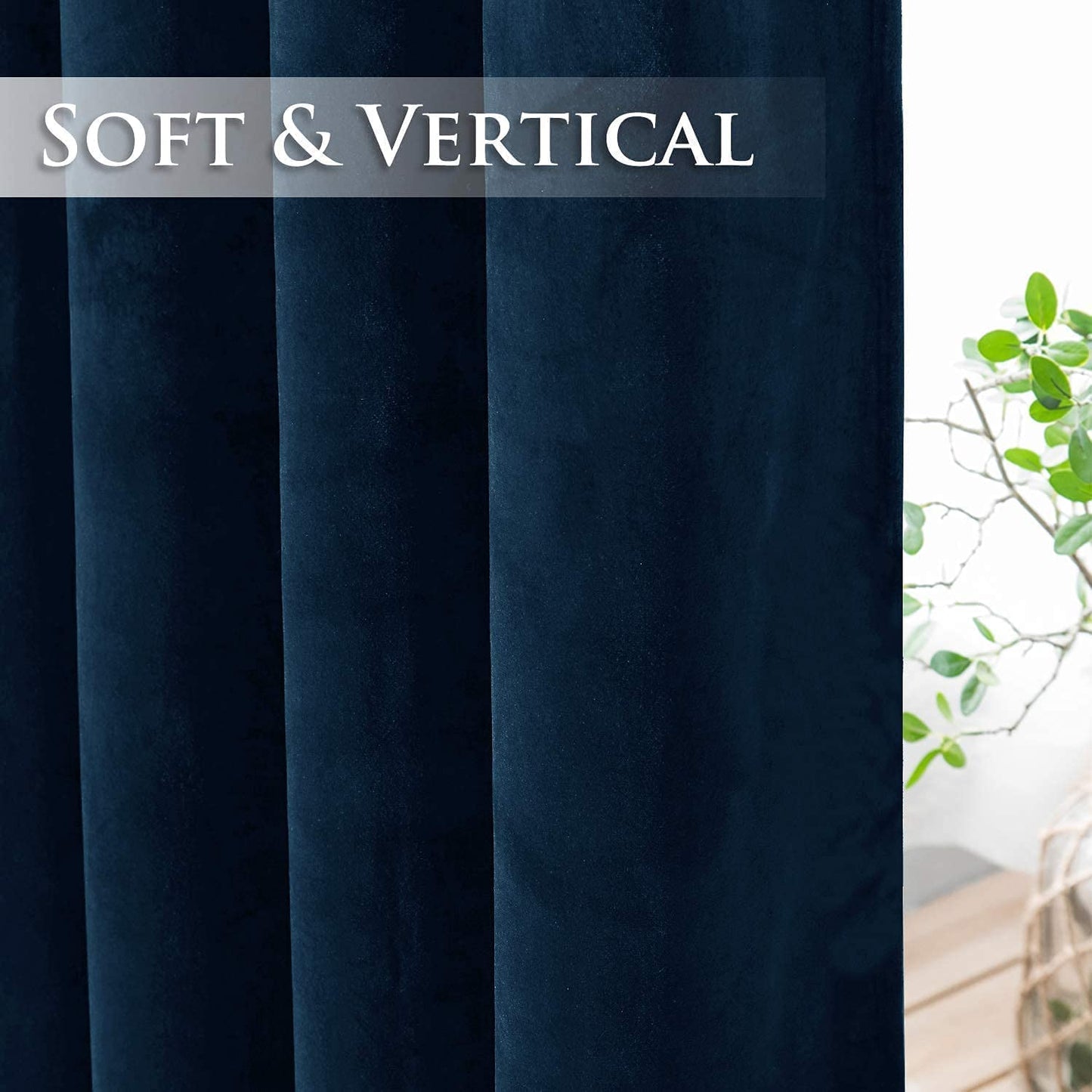 INtex CURTAINS HOUSE Elegant Velvet curtains - Soft Velour fabric - Steel Grommets - for living rooms - 1 piece-Navy