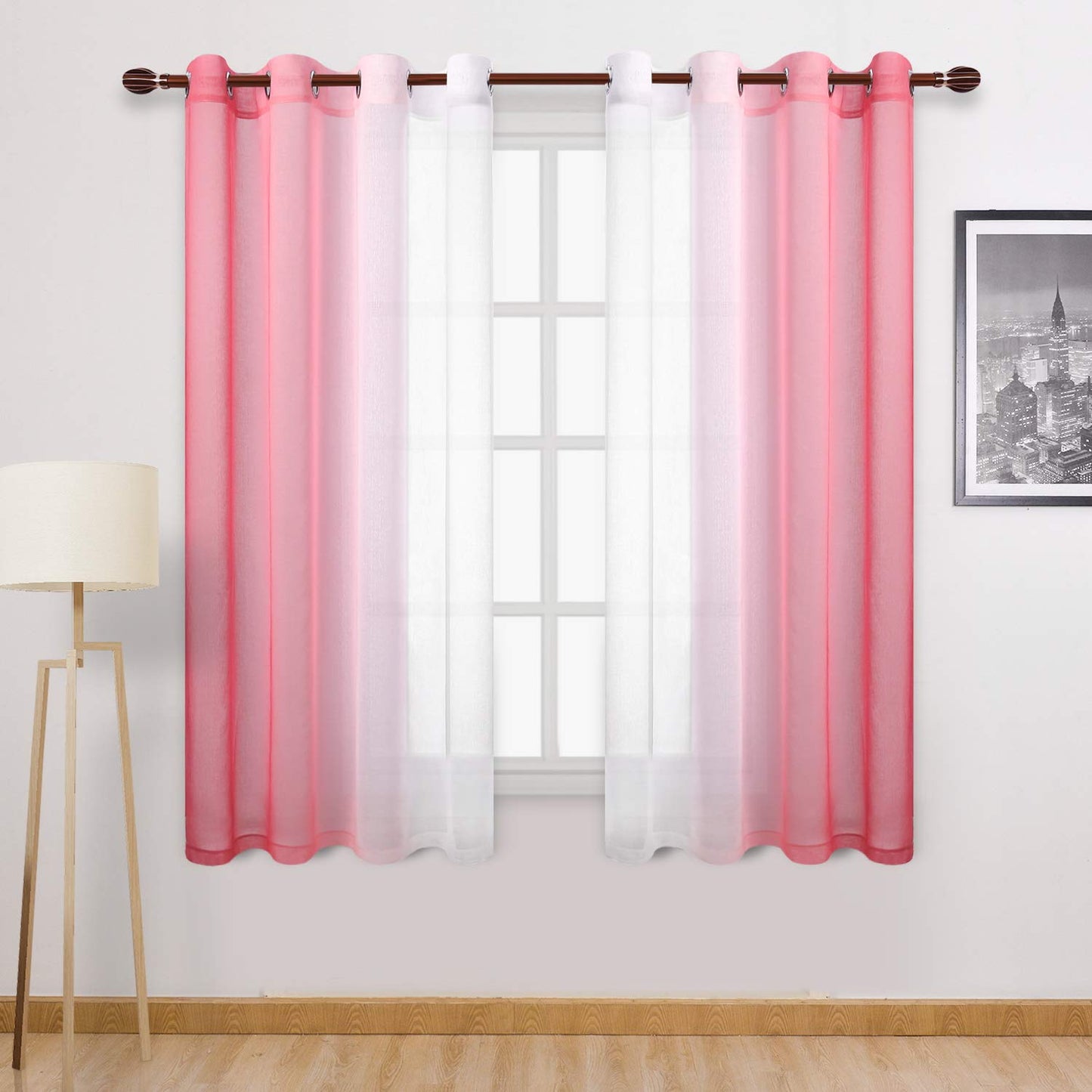 INtex CURTAINS HOUSE Modern Design Voile chiffon Curtains - Gradient colours- steel Grommets - 2 pieces - for living rooms and bedrooms