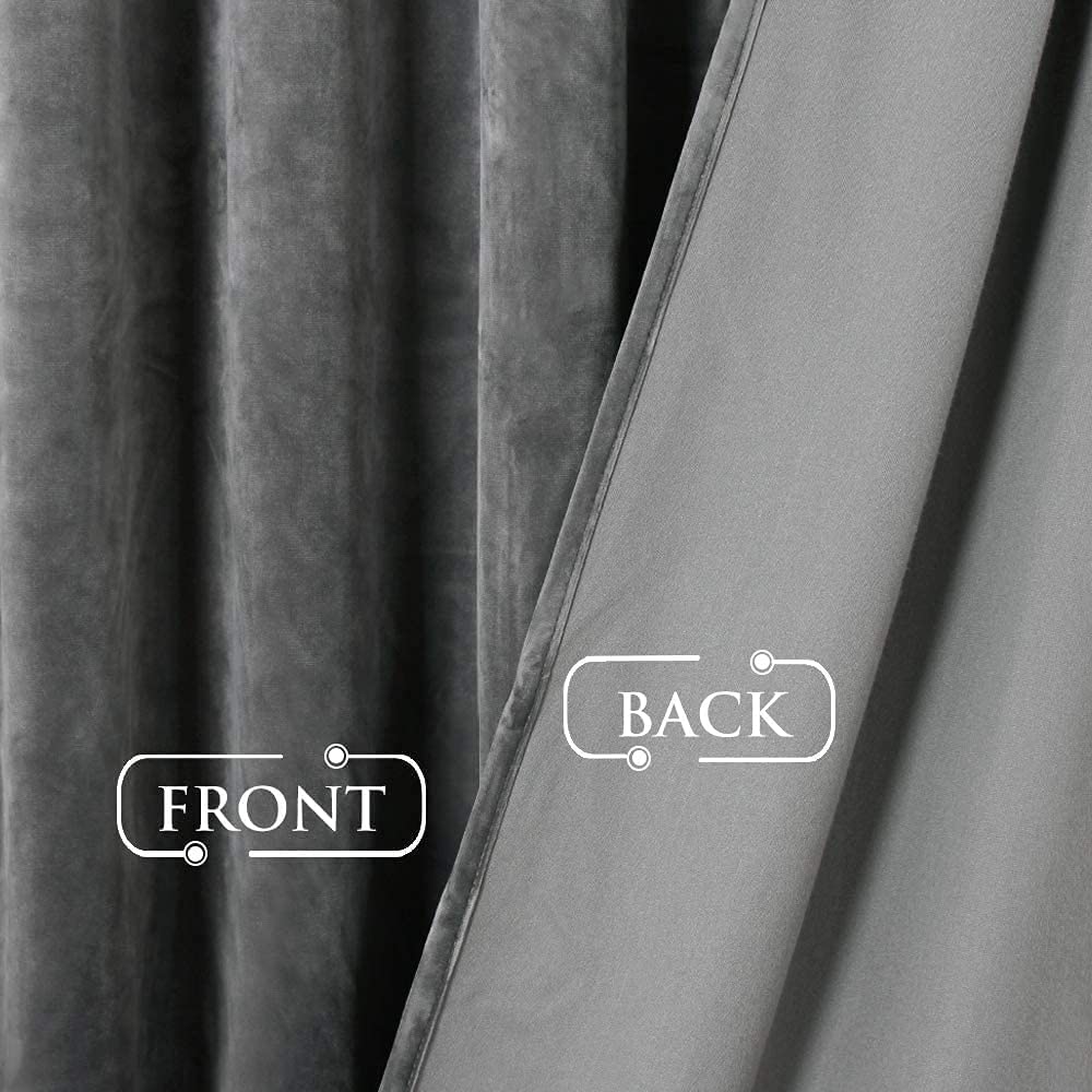 INtex CURTAINS HOUSE Elegant Velvet curtains - Soft Velour fabric - Steel Grommets - for living rooms - 1 piece-Grey