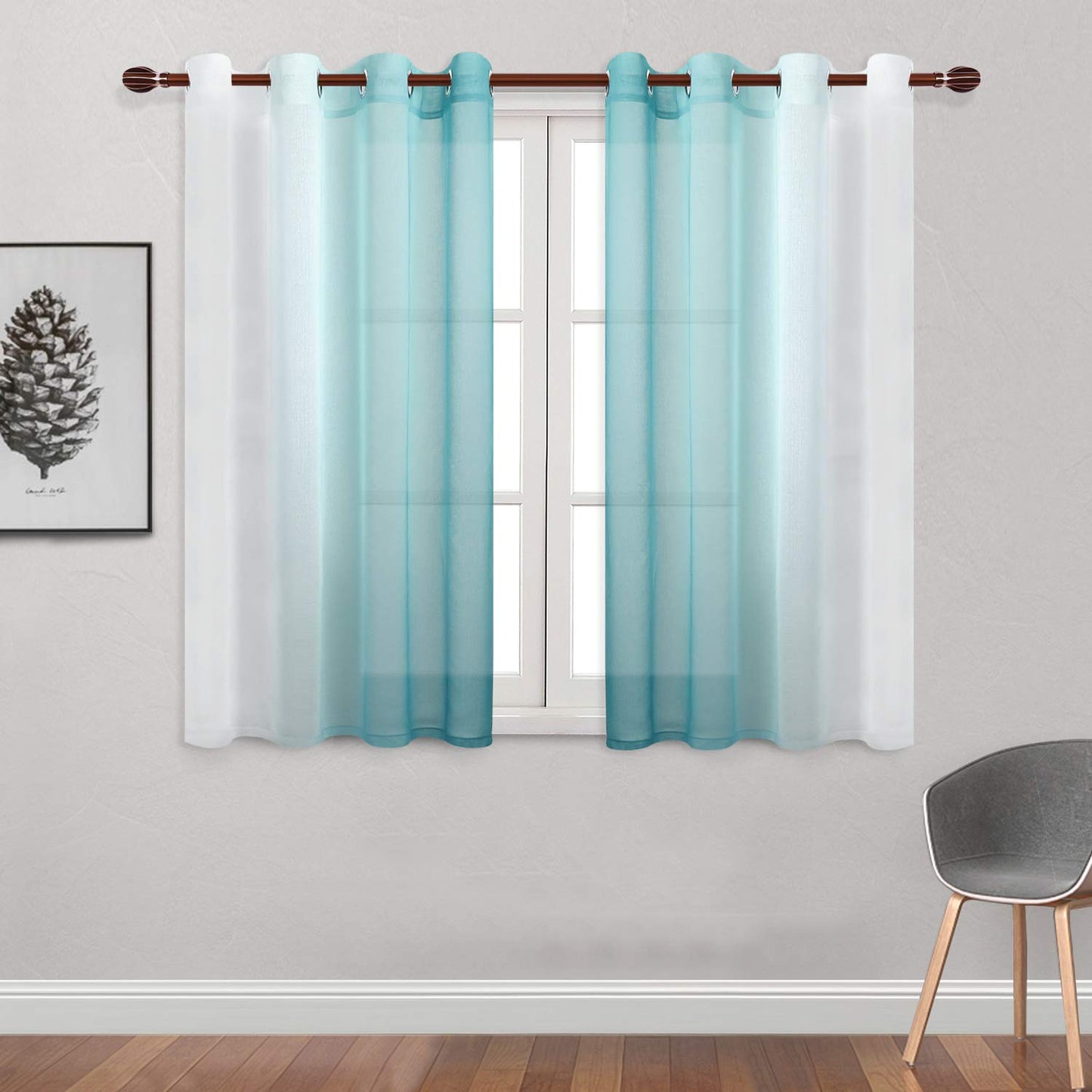 INtex CURTAINS HOUSE Modern Design Voile chiffon Curtains - Gradient colours- steel Grommets - 2 pieces - for living rooms and bedrooms