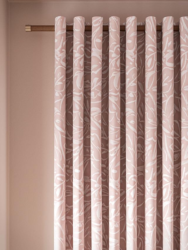 INtex CURTAINS House Linen Velvet Curtains - Pink Printed Leaves Sheer - Steel Grommets - 1 Piece