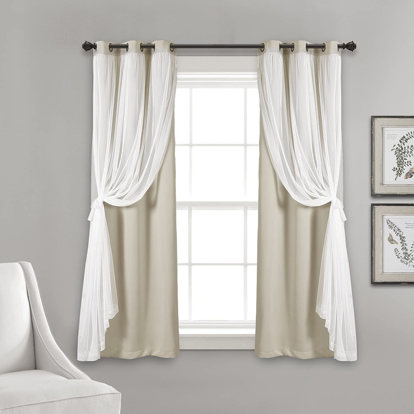 INtex CURTAINS HOUSE Voile Sheer Panel Pair with Insulated Blackout Room Dark,Rich steel Grommet, Set of 1 Panel