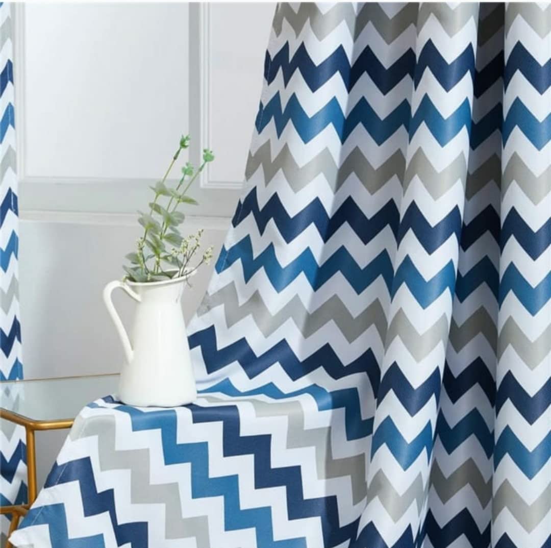 INtex CURTAINS HOUSE Luxury velvet curtains - Modern design - Stripped Zigzag - steel Grommets - 1 piece