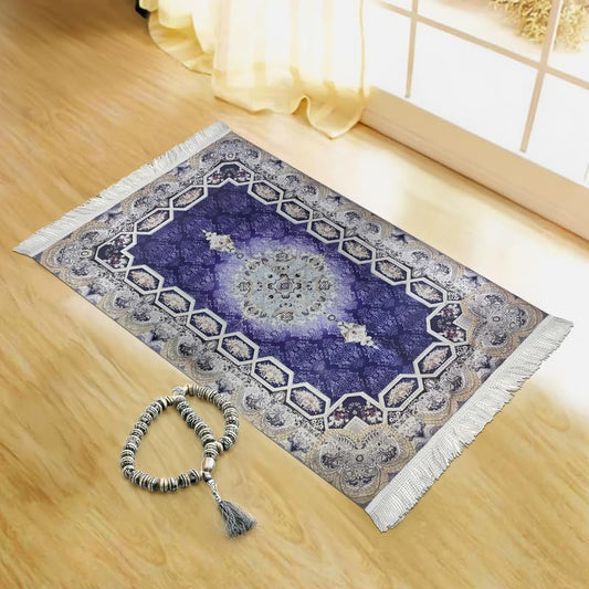 INtex Home Velvet Padded Prayer Rug, Soft Printed Fabric with Anti-Slip Layer, Comfortable and Cushioned, 70x110 cm