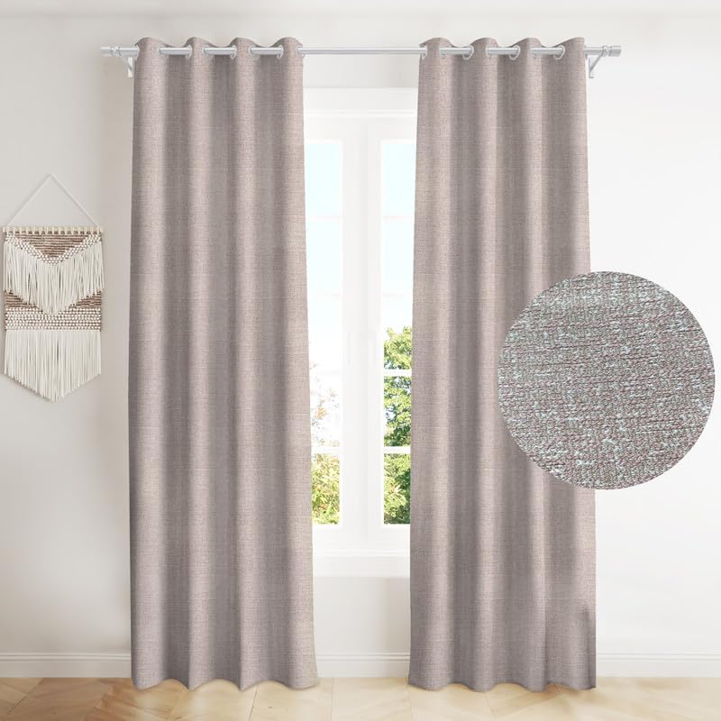 INtex CURTAINS HOUSE Natural Linen Curtains & Drapes with Steel Grommets, providing Semi-Sheer privacy and Light Filtering for Bedroom-Living Room. 2 Pieces