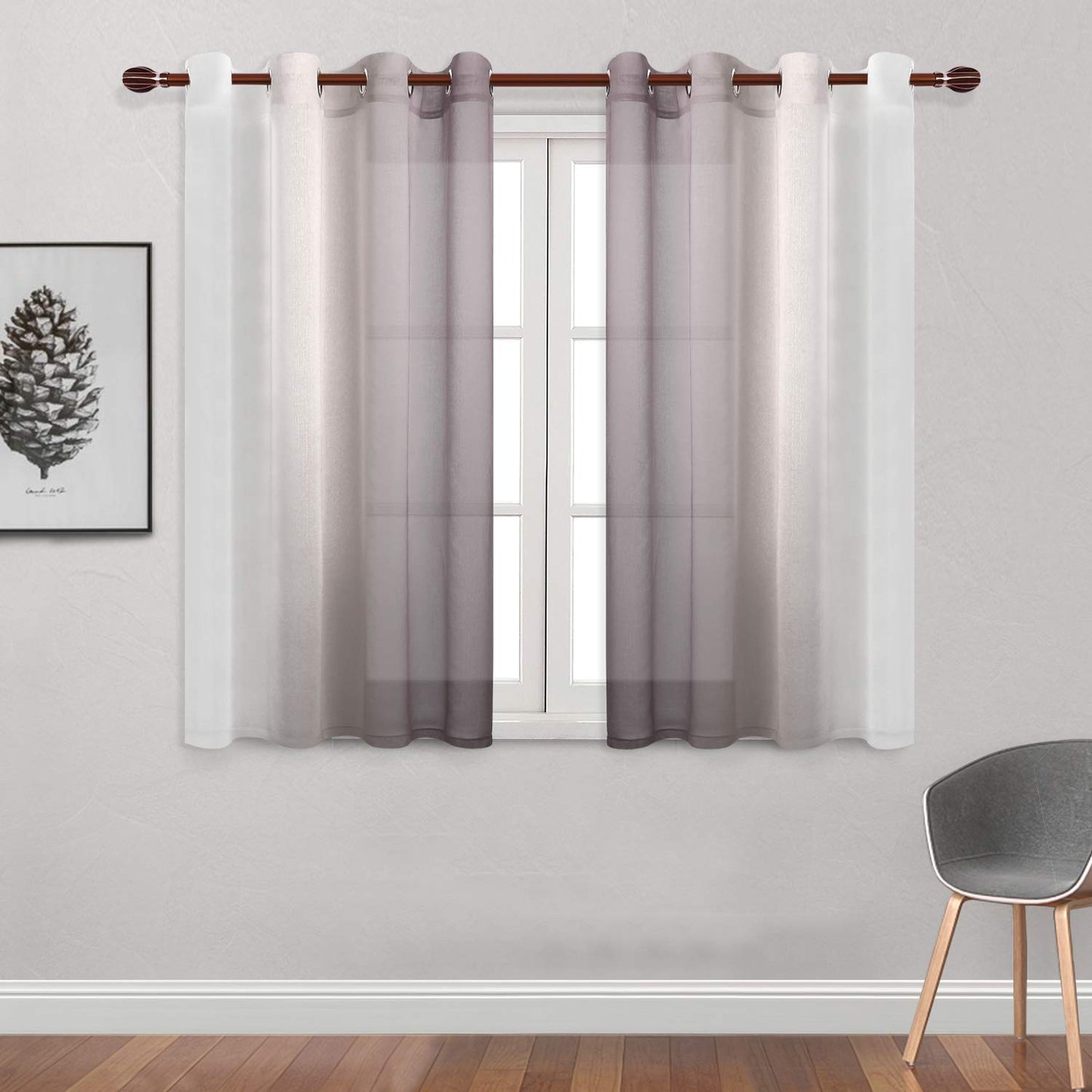 INtex CURTAINS HOUSE Modern Design Voile chiffon Curtains - Gradient colours- steel Grommets - 2 pieces - for living rooms and bedrooms