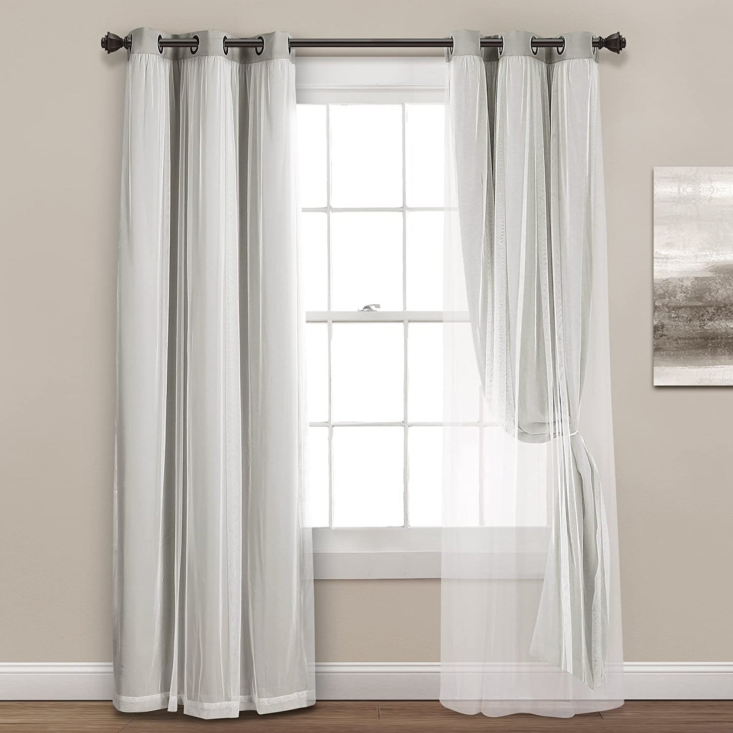 INtex CURTAINS HOUSE Voile Sheer Panel Pair with Insulated Blackout Room Dark,Rich steel Grommet, Set of 1 Panel